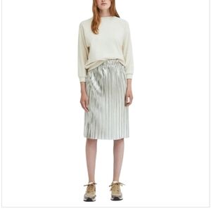 ISABEL MARANT ETOILE | Silver Pleated Knee Length Skirt in Size FR 38 / US 6